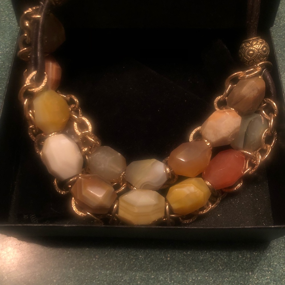 Barse designer stone leather necklace
